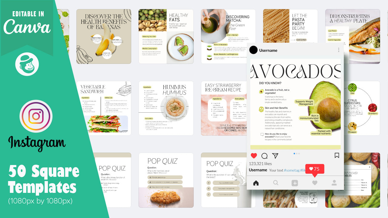 50 Food Nutrition Instagram Post & Story Templates – Canva