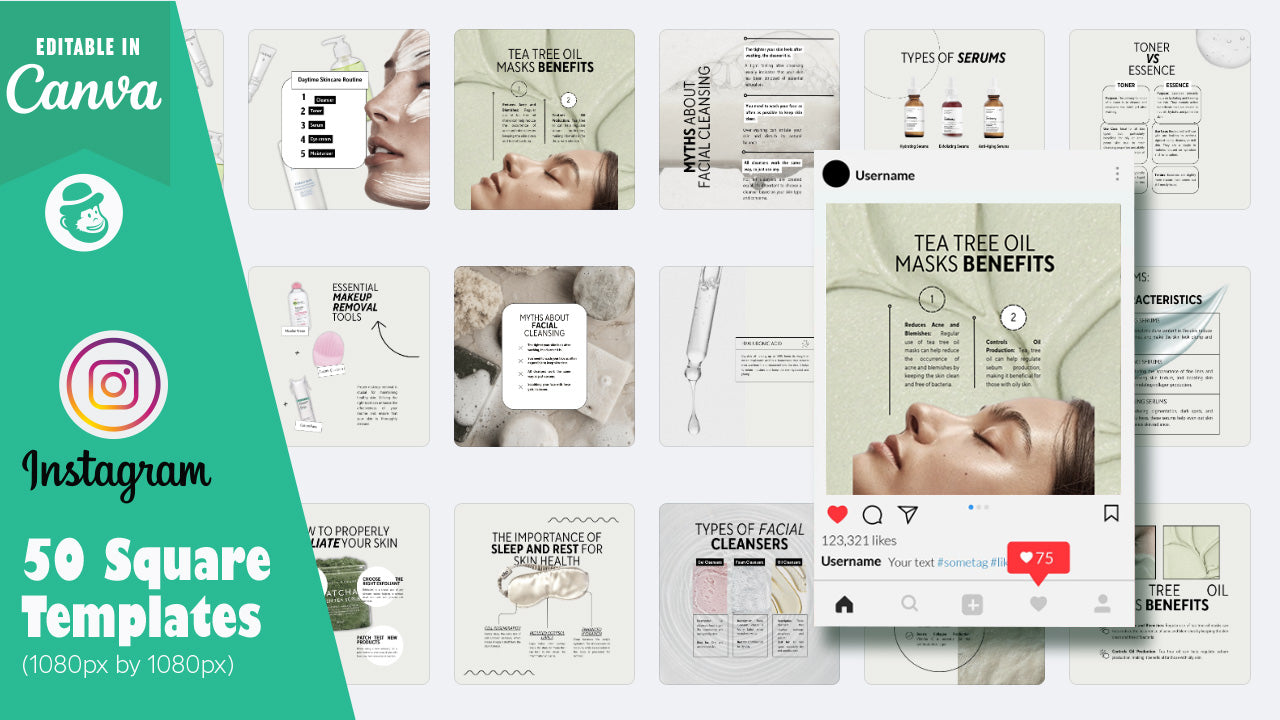 50 Skincare Instagram Post & Story Templates – Canva