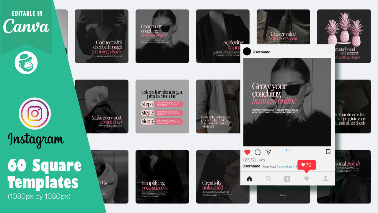 60 Faceless Business Growth Instagram Post & Story Templates – Canva