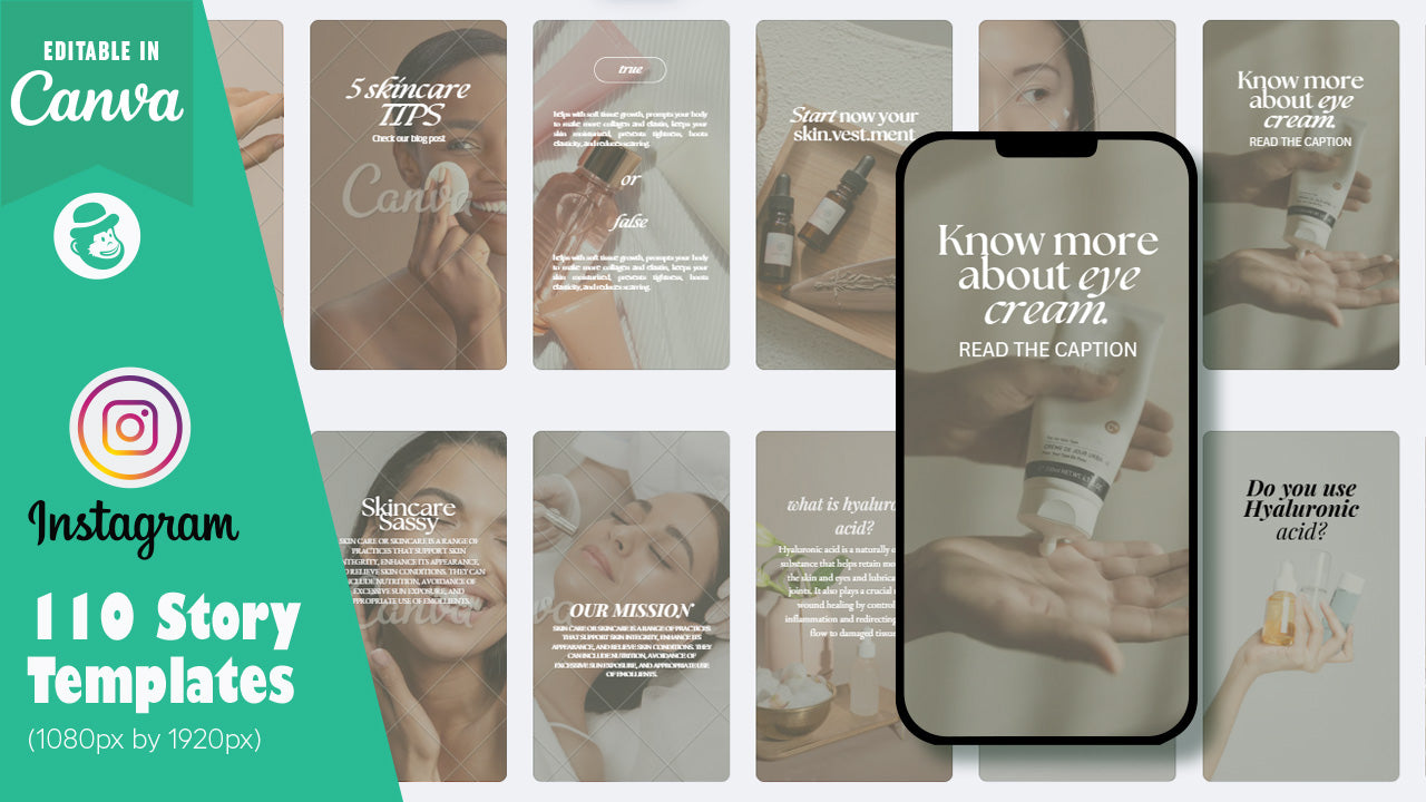 110 Aesthetic Skincare Instagram Post & Story Templates – Canva