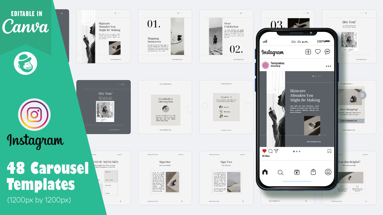 100 Skincare Instagram Post & Story Templates – Canva