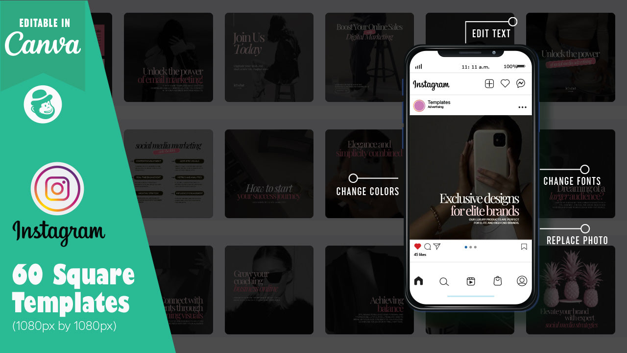 60 Faceless Business Growth Instagram Post & Story Templates – Canva