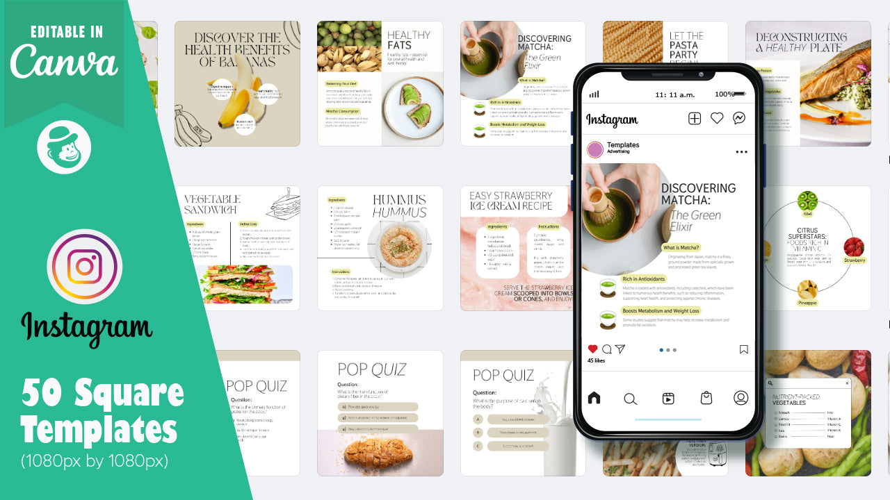 50 Food Nutrition Instagram Post & Story Templates – Canva