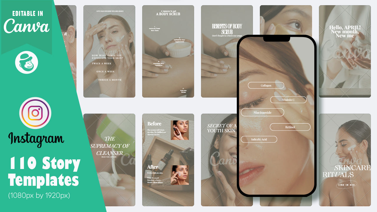 110 Aesthetic Skincare Instagram Post & Story Templates – Canva