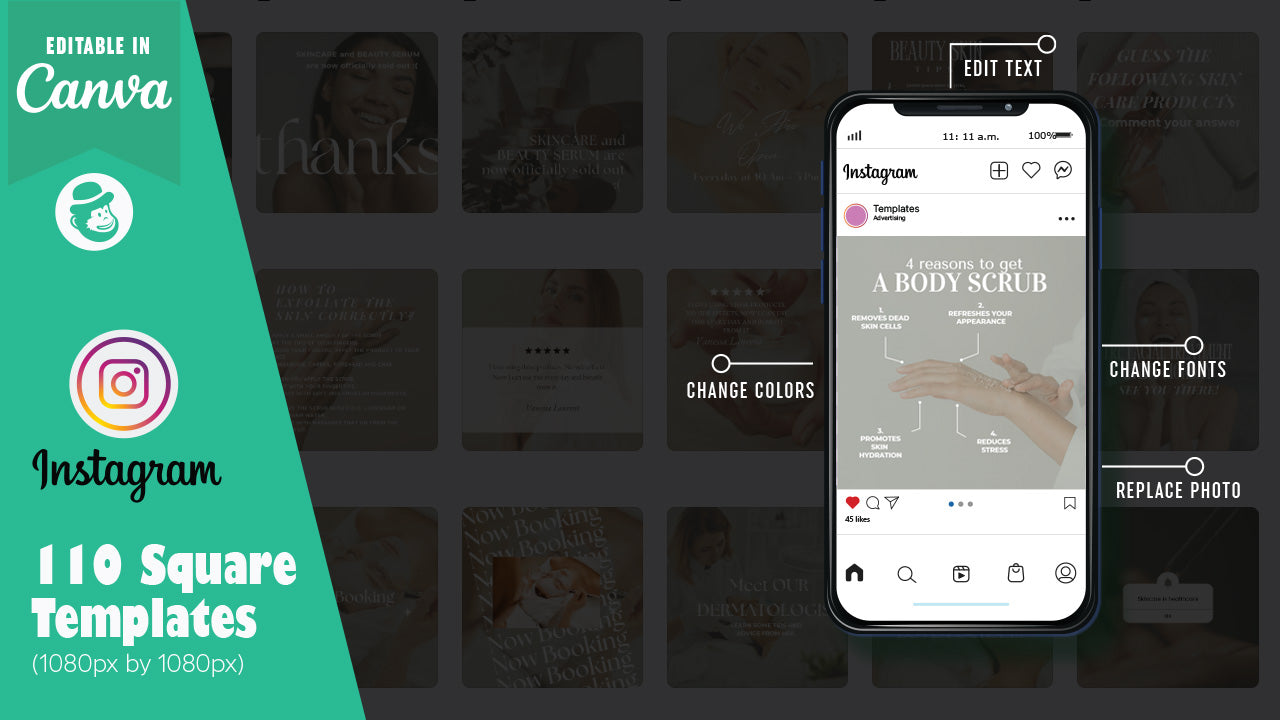 110 Aesthetic Skincare Instagram Post & Story Templates – Canva