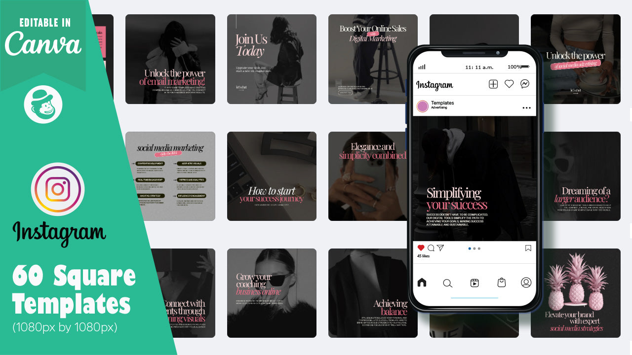 60 Faceless Business Growth Instagram Post & Story Templates – Canva