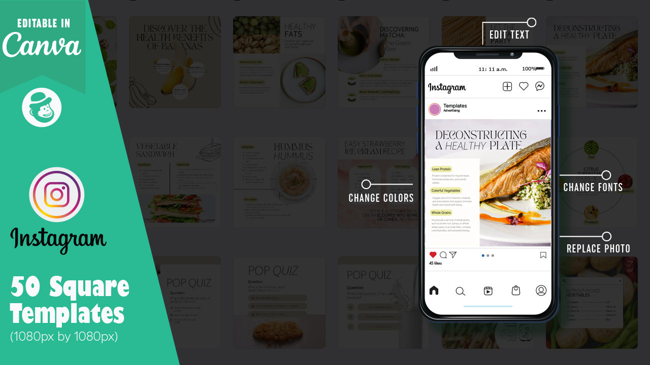 50 Food Nutrition Instagram Post & Story Templates – Canva