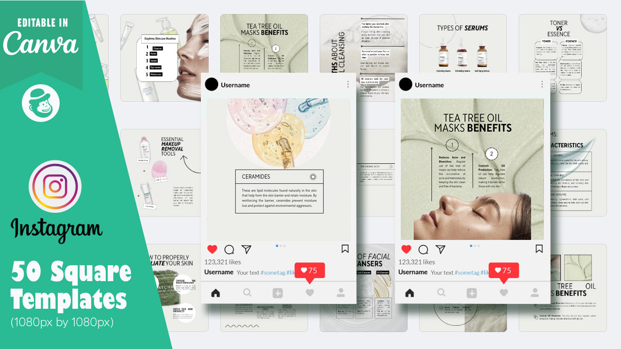 50 Skincare Instagram Post & Story Templates – Canva