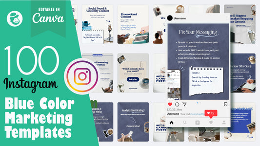 100 Blue Color Marketing Instagram Post Templates – Canva